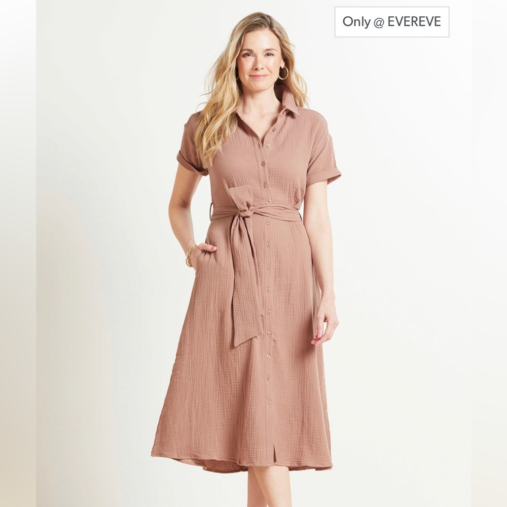 Evereve Hailey Gauze Button Down Dress